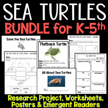 Preview of All About Sea Turtles - Emergent Readers, Printables and Research Project