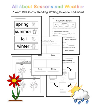 Preview of All About Seasons and Weather - Independent Work Packet, Writing, Comprehension