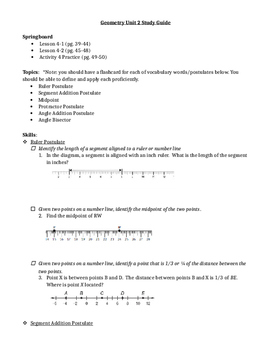 Preview of All About Segments and Angles - Study Guide/Test Prep/Classwork Packet