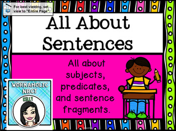 Preview of All About Sentences Smart Notebook Lesson