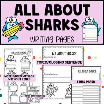 Preview of All About Sharks - Writing Pages - Shark Week