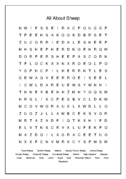 All About Sheep Crossword Puzzle and Word Search Bell Ringer