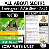 All About Sloths Activities & Craft Comprehension Passages