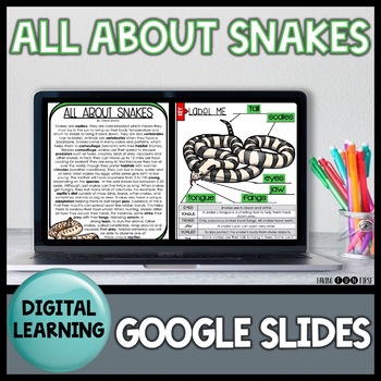 Preview of Snakes Digital Learning Activities | Google Classroom | Informational Writing
