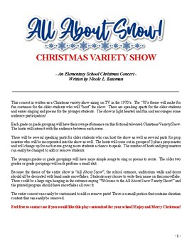 Preview of ALL ABOUT SNOW ELEMENTARY SCHOOL VARIETY CHRISTMAS CONCERT