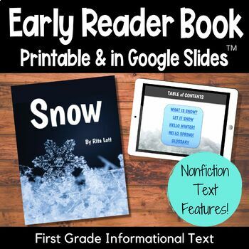 Preview of All About Snow Early Reader with Nonfiction Text Features for First Grade
