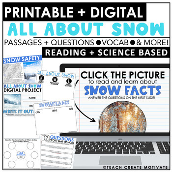 Preview of All About Snow - Reading and Science Activities with Writing Prompts