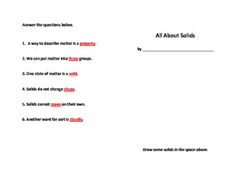 Preview of All About Solids Informational Text