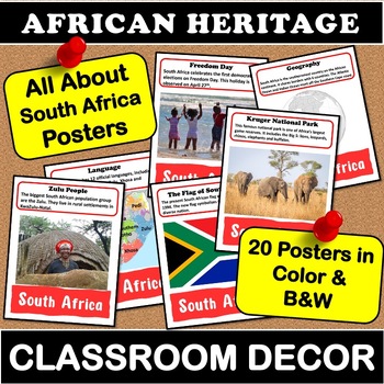Preview of All About South Africa Posters | African Heritage Classroom Decor Black History