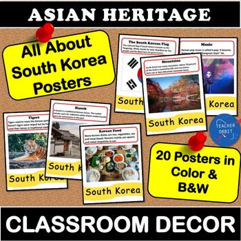 Preview of All About South Korea | Asian Heritage Month Posters Classroom Decor