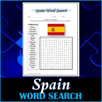 Preview of All About Spain Word Search Puzzle