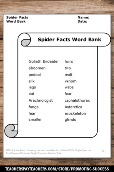 All About Spiders Science Crossword Puzzle Halloween Research Project
