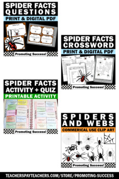 All About Spiders BUNDLE Halloween Science Activities Worksheets Crossword