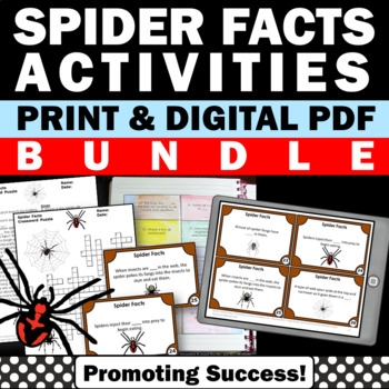 Preview of All About Spiders BUNDLE Halloween Science Activities Worksheets Crossword