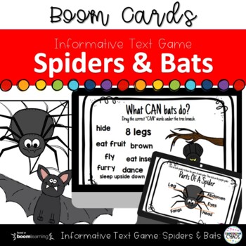 Preview of All About Spiders & Bats Informational Boom Deck™ Digital Task Cards w/ Audio