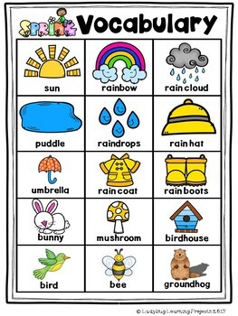 All About Spring Vocabulary Picture Word Cards for Kindergarten | TpT