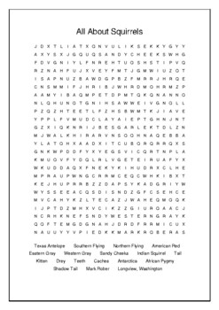 All About Squirrels Crossword Puzzle and Word Search Bell Ringer