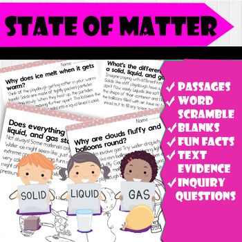 Preview of All About State of matter | State of matter Reading Passages , Worksheets, Qs&As