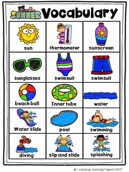 All About Summer Vocabulary Picture Word Cards for Kindergarten | TpT