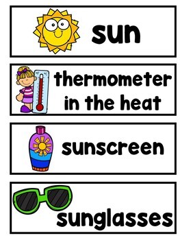 All About Summer Vocabulary Picture Word Cards for Kindergarten | TpT