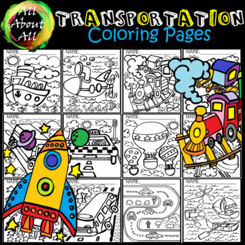 Preview of All About TRANSPORTATION Coloring Pages-  {AAA}