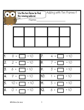 Preview of Owl About Ten--Addition/Subtraction Great for Intervention!