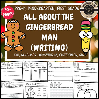 Preview of All About The Gingerbread Man Writing Gingerbread PreK Kinder First TK UTK