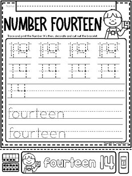 All About The Number Fourteen ~ No Prep Math Printables for Kindergarten