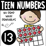 Teen Numbers ~ Number 13 ~ No Prep Printables for Kindergarten