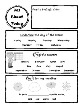 All About Today - Calendar and Math activities by 1st things 1st