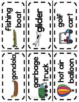 All About Transportation Word Wall Picture Cards by Teach PreK | TpT