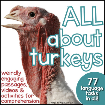 Preview of All About Turkeys Non-fiction Passages & Videos for Comprehension @ Thanksgiving