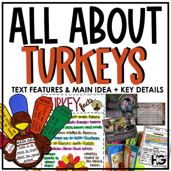 Preview of All About Turkeys Nonfiction Unit | Main Idea and Details | Text Features
