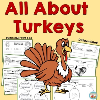 Preview of All About Turkeys, Writing Activities, Graphic Organizers, Diagram
