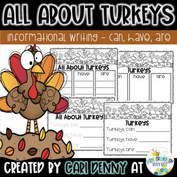 Preview of All About Turkeys (can, have, are) | Thanksgiving Informational Writing Pages