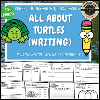 Preview of All About Turtles Writing Turtle Unit PreK Kindergarten First TK UTK Spring