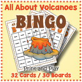 All About Volcanoes BINGO - Printable Classroom Game - 32 