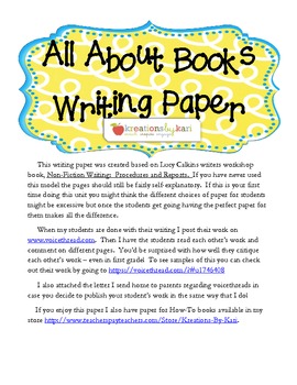 Preview of All About - WRITING PAPER (Lucy Calkins)