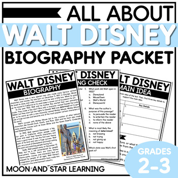 Preview of All About Walt Disney - Biography Packet | Second and Third Grade