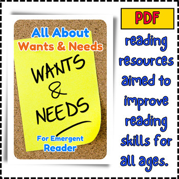 Preview of Wants &Needs Emergent early reader book Kindergarten reading comprehension ebook