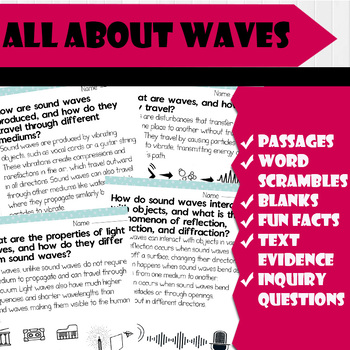 Preview of All About Waves | Science Reading Comprehensions, and Worksheets