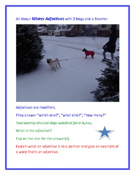 Preview of All About Winter Adjectives with 2 Dogs and a Teacher