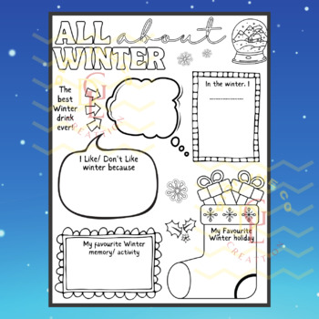 Preview of All About Winter All-in Poster winter coloring sheet Writing Activity 1st 2nd
