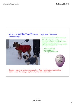 Preview of All About Winter Verbs with 2 Dogs and a Teacher