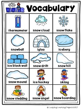 All About Winter Vocabulary Picture Word Cards for Kindergarten | TpT