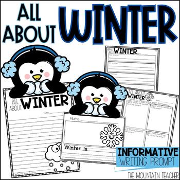 Preview of All About Winter Writing Prompt and Penguin Craft with Winter Bulletin Board