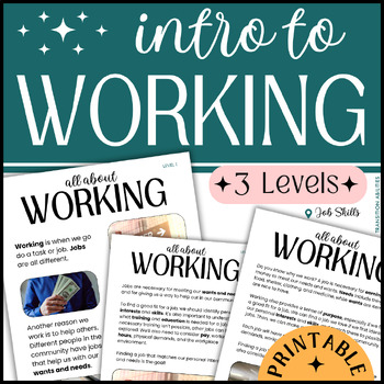 Preview of All About Work | Video, Leveled Readings & Comprehension | Vocational Activity