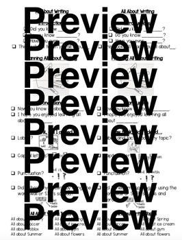 Preview of All About Writing Bookmark (Informational Writing) EDITABLE