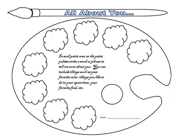 All About You Art Paint Palette By How I Would Teach That Tpt