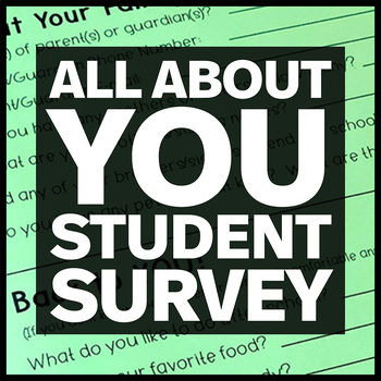 Preview of All About Me Questions First Day of School - Student Survey First Week of School